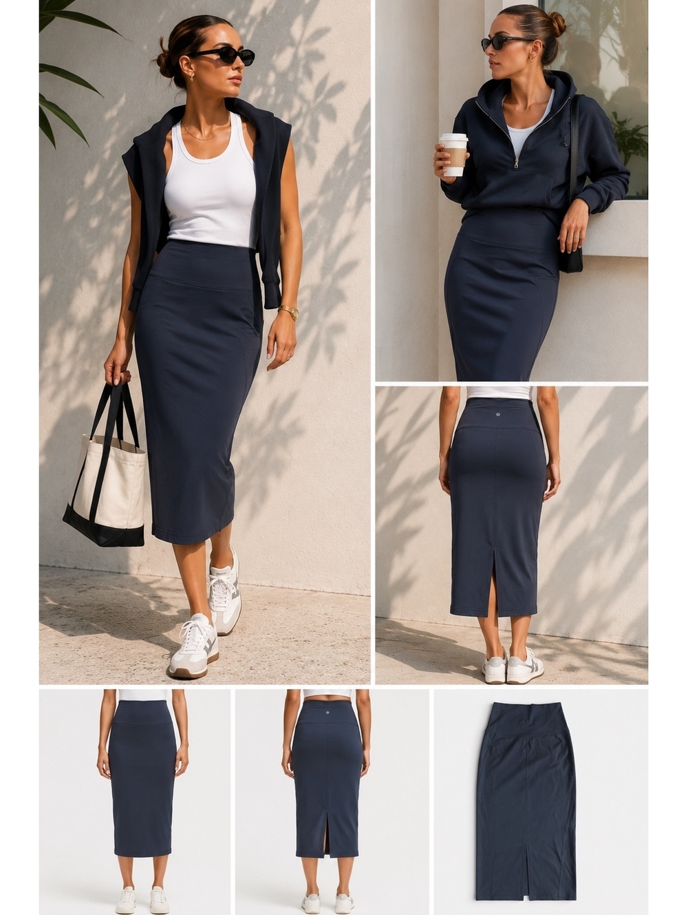 Lululemon Nulu Slim-Fit HR Skirt Size 4 Black High Rise Midi NWT